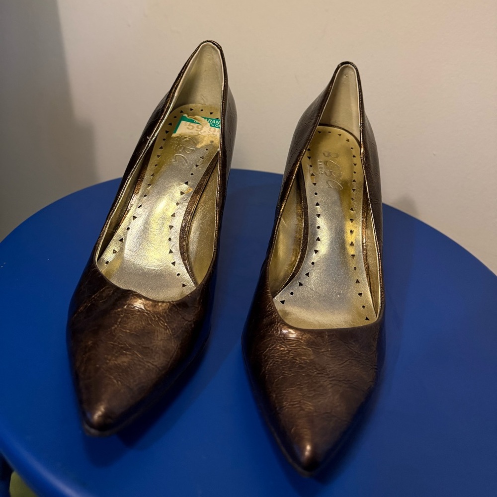 BCBG Paris Gold and Brown Heels